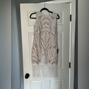 Lulu's White Crochet Fringe Sheath Dress
